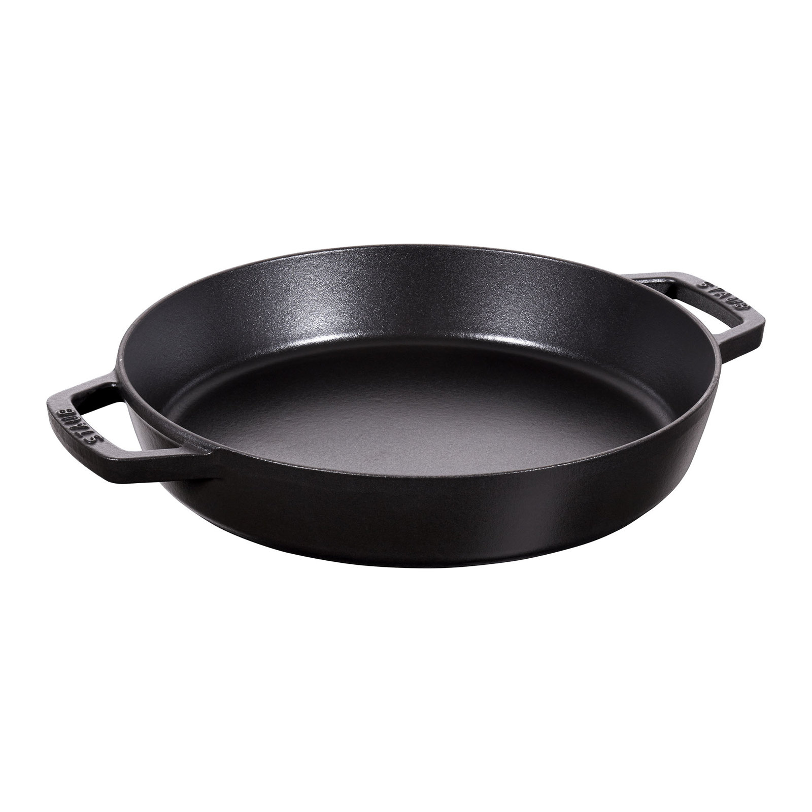 Staub Cast Iron 13-inch Double Handle Fry Pan, Black Matte