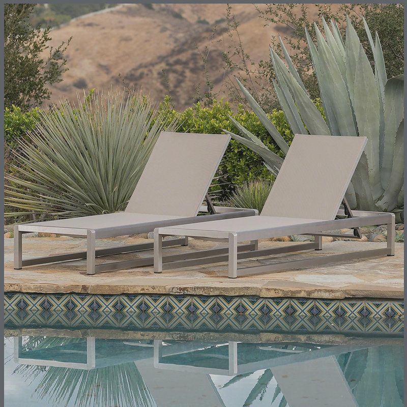 Chaise longue Modesta, ensemble de 2, Gris