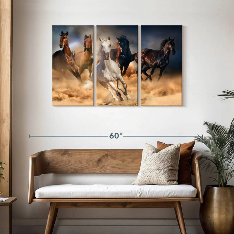 Brampt Sprinting Arab Horses, 28" H x 45" W