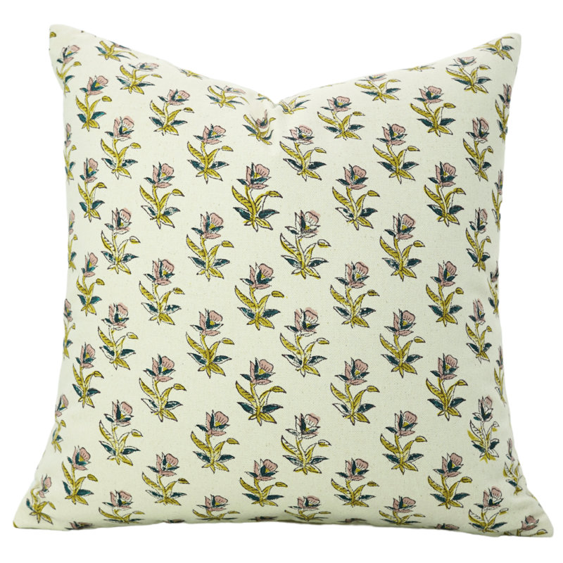 Housse de coussin en coton à motif de blocs Fab printine, printemps été, décoration intérieure (tulipe côtière, rose), Carré