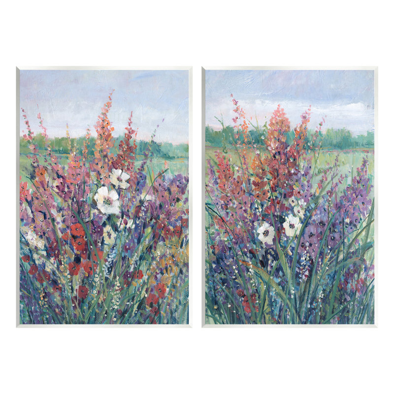 «Blooming Meadow Plants», ensemble de 2 plaques murales par Tim Ottoole, H 19 po x l 26 po