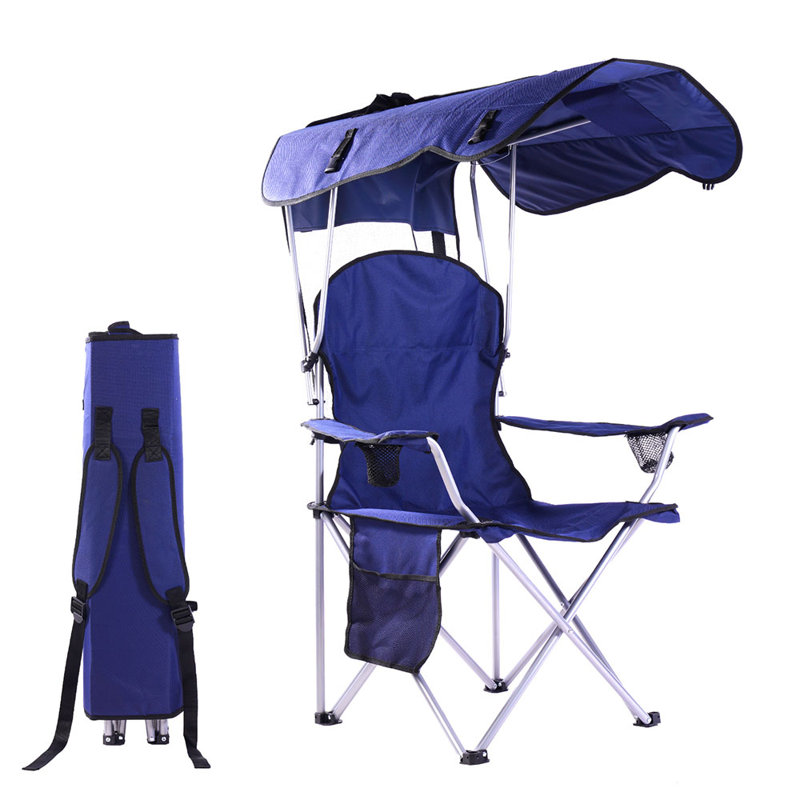 Portable Chair With Shade Canopy Beach Chairs For Adults Canopy Shade Seating Camping And Folding Chairs For Outside, Navy