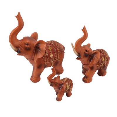 Ensemble de 3 figurines d'éléphant aux détails exquis et éclatants en résine