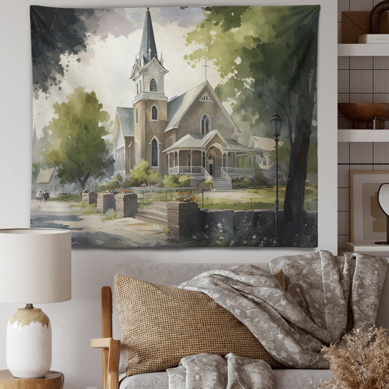 Tapisserie en polyester jaune et gris Farmhouse Monochome, H 32 po x l 39 po