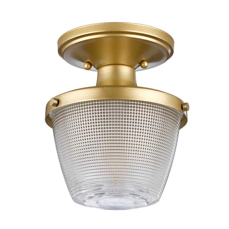 Atha Glass Semi Flush Mount, Natural Brass