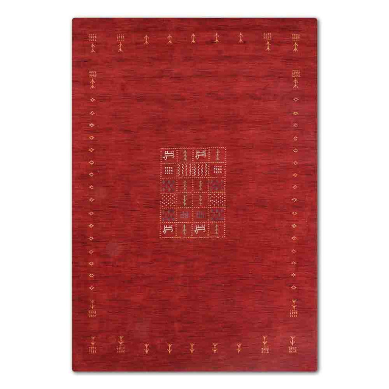 Tapis rectangulaires en laine tissée à la main Paisleigh - Rectangle | Tapis rouge antidérapant fait à la main de couleur rouge, de conception moderne et contemporaine pour le salon