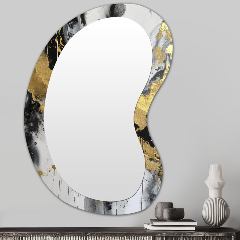 River Happiness - Miroir mural abstrait aux formes asymétriques, 31 po x 22 po