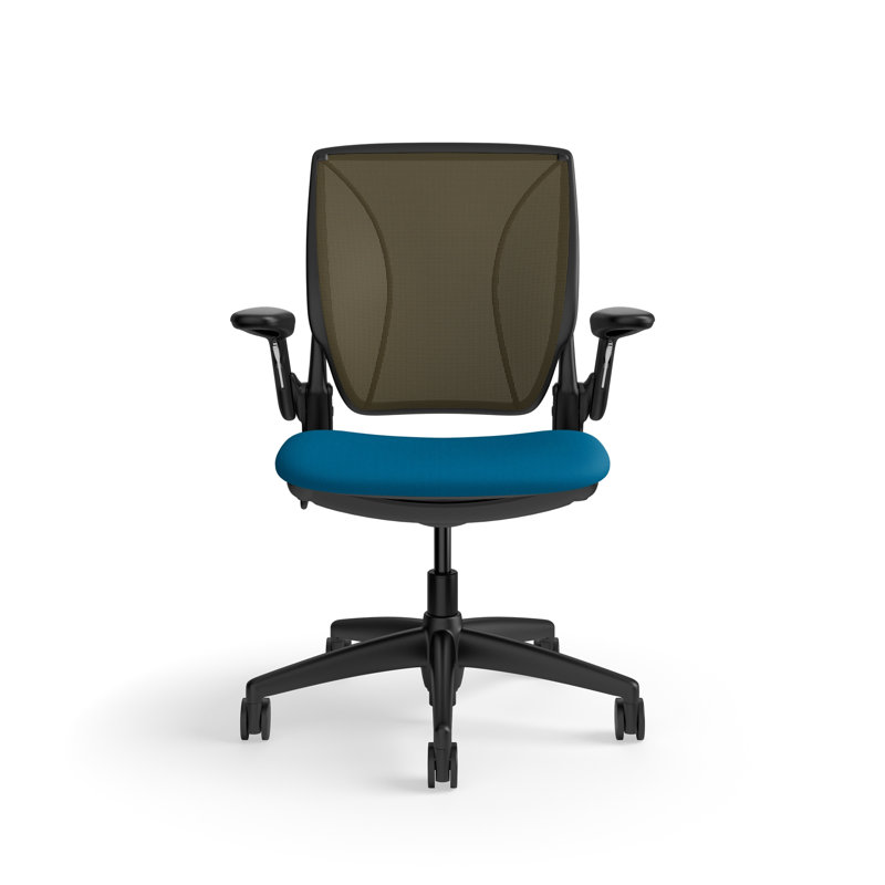 Fauteuil de travail ergonomique avec dossier Caraway World ML et siège rembourré Corde 4, Brun / bleu paon, Noir