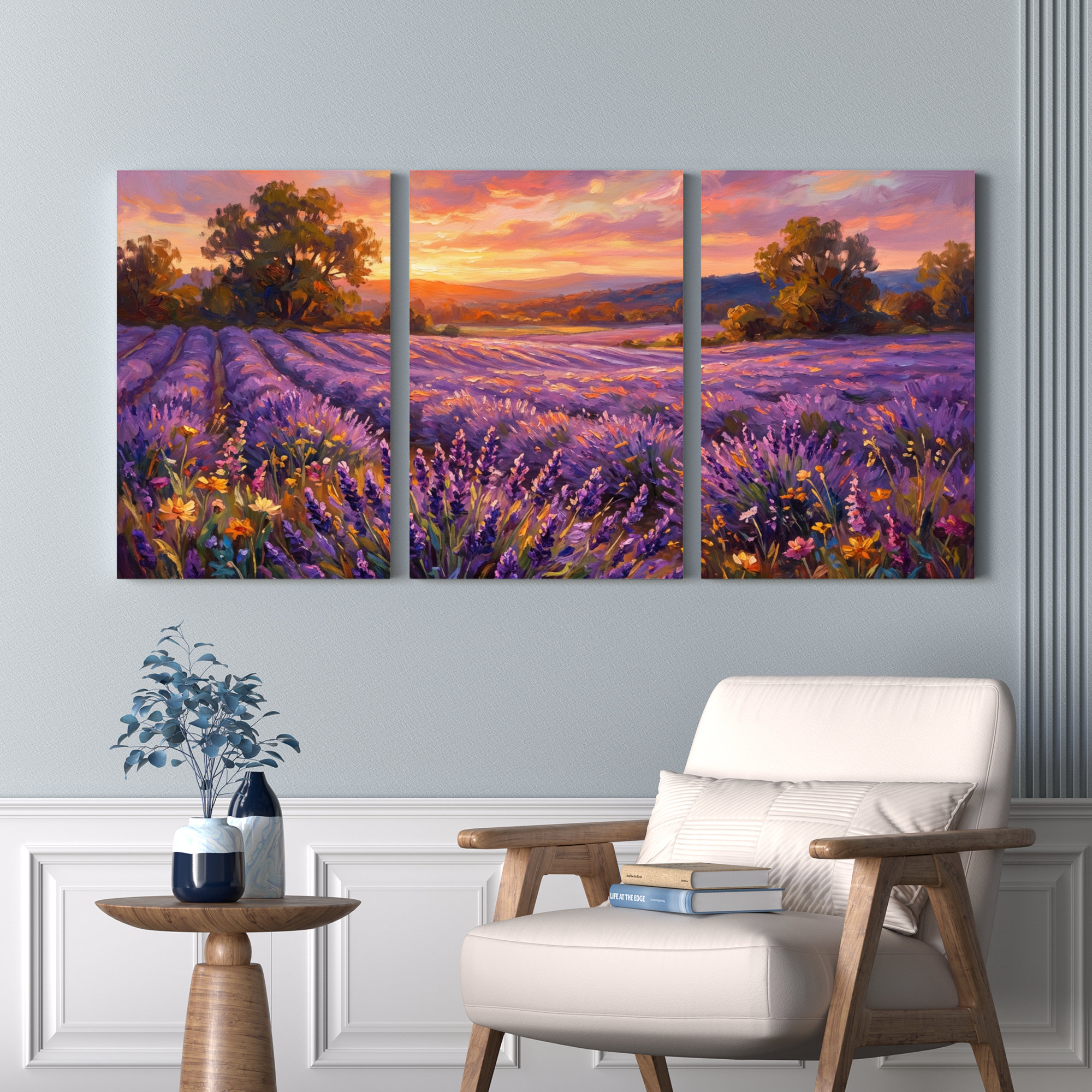 Winston Porter Lavender Field Sunset Landscape Oil Painting Print ...