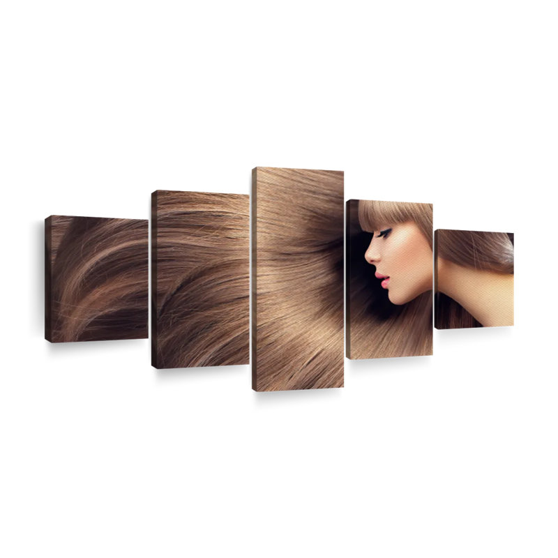 Ensemble de 5 cheveux flottants sur toile, H 42 po x l 92 po x P 1,25 po
