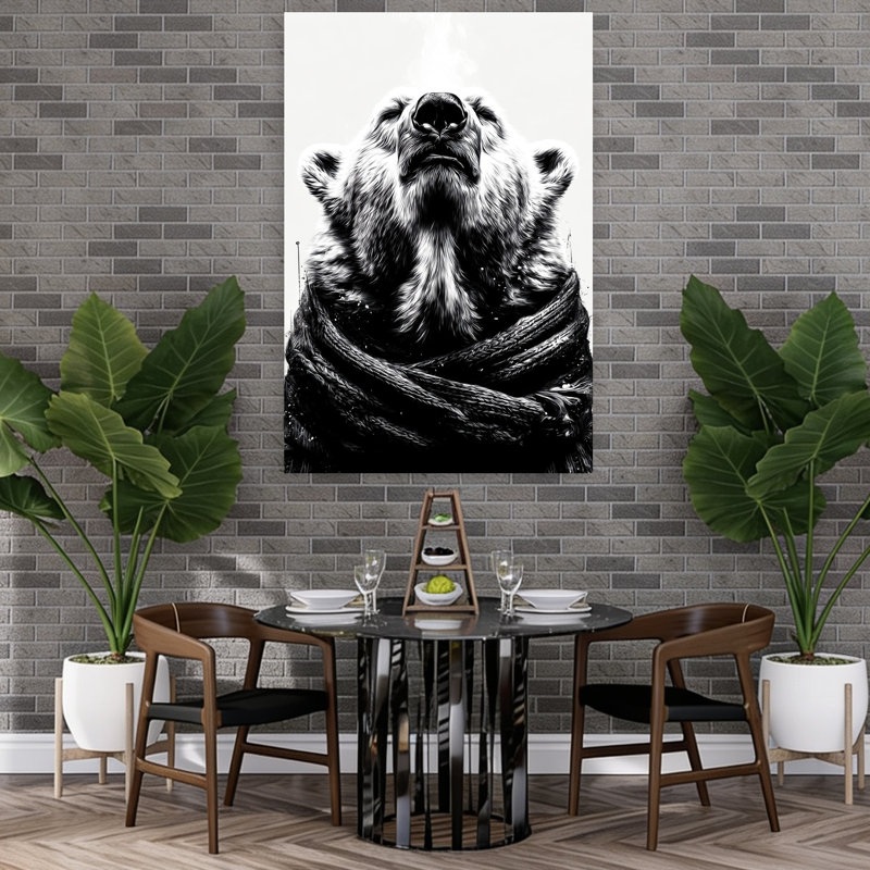 Ours polaire serein, art contemporain, H 60 po x l 40 po