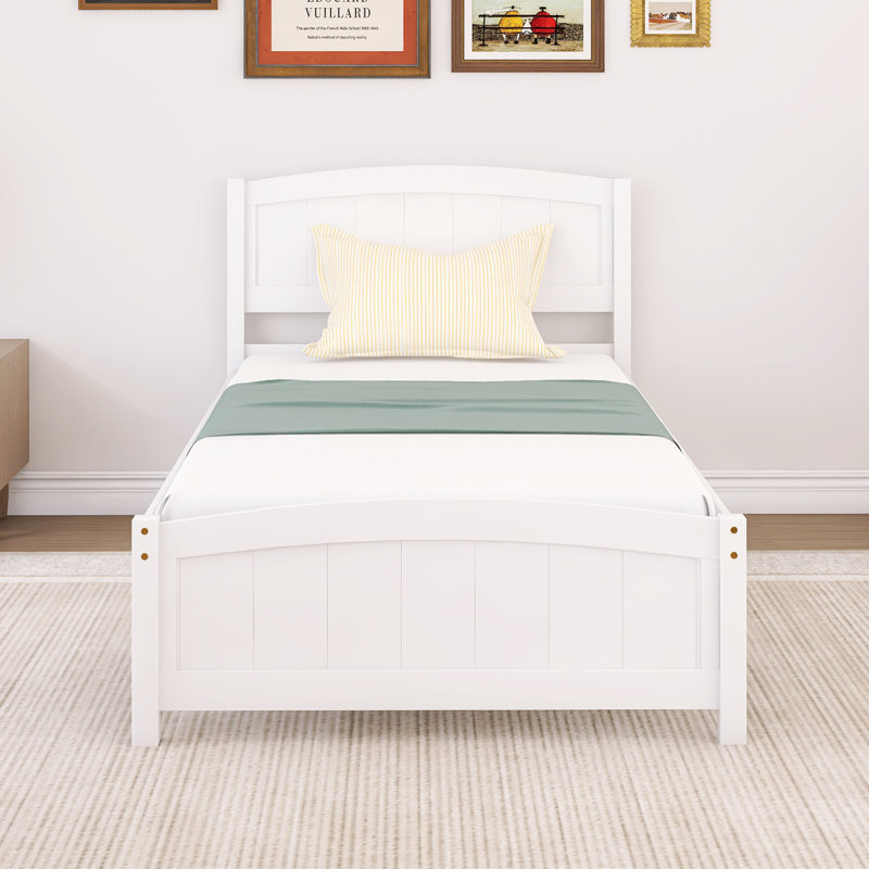 Lit plateforme en bois avec tête de lit, Blanc