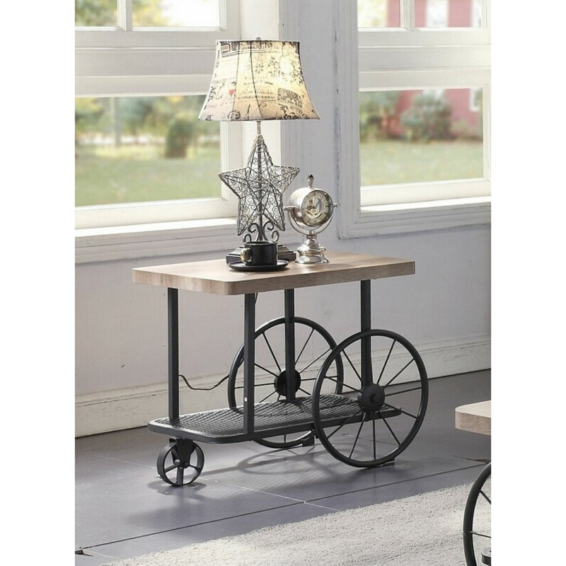 End Table In Oak & Antique Gray