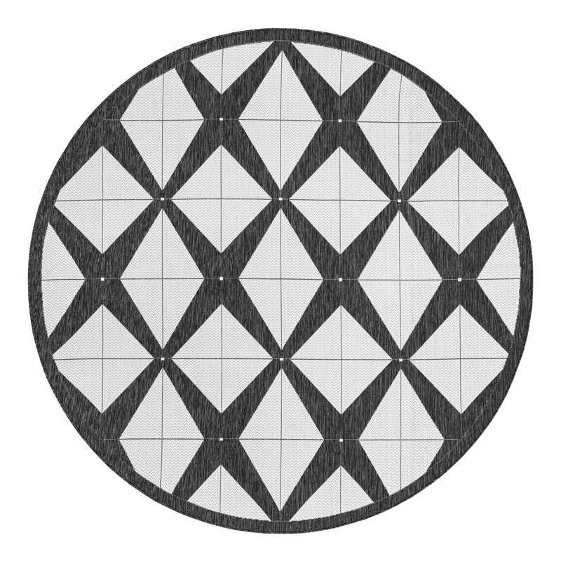 Geometric Indoor / Outdoor Rug, Round 7'10"