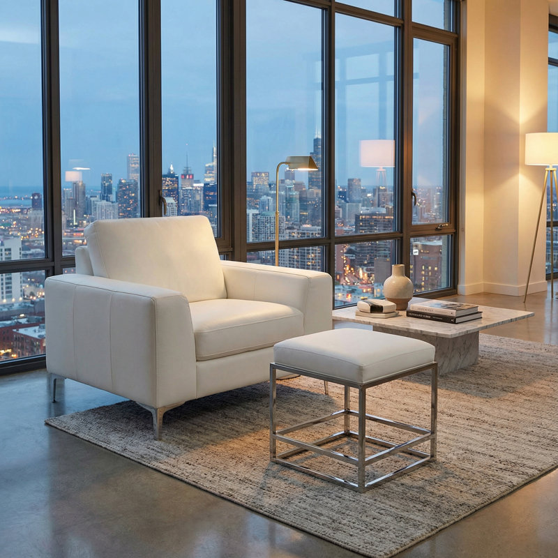 Lyndell Faux Leather Ottoman