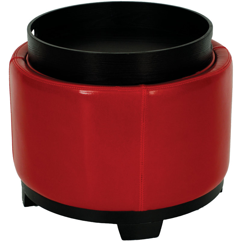 Maiden Upholstered Ottoman, Red Faux Leather