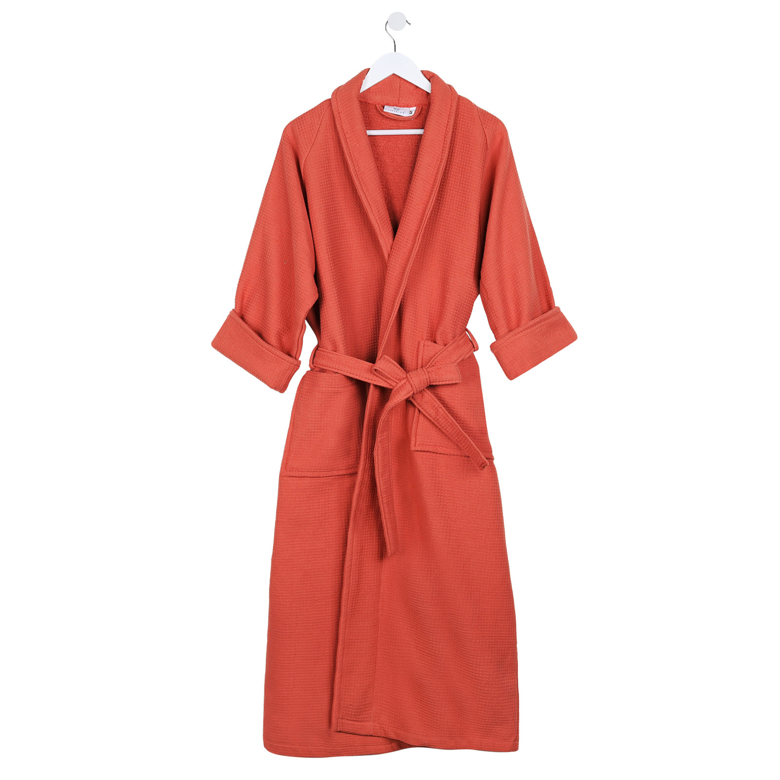 McPhail Waffle Weave Bathrobe, Coral, XL