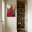 Red Hollyhocks, art mural - peinture sur toile pour décoration murale de salon, cadre en bois massif, 16 po x 24 po