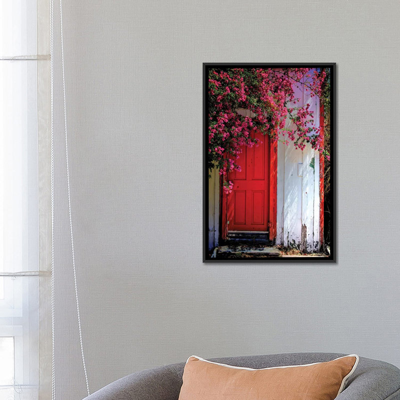 « red porte », reproduction de photo sur toile, H 8 po x l 26 po x P 18 po, Toile avec cadre noir, Pas de tapis