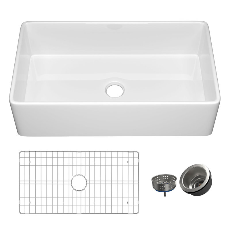 36"L x 20"W Fireclay Extra Large Apron Front Farmhouse Sink for Kitchen, Single Bowl Black Farm Sink, Included 2 Custom Accessories