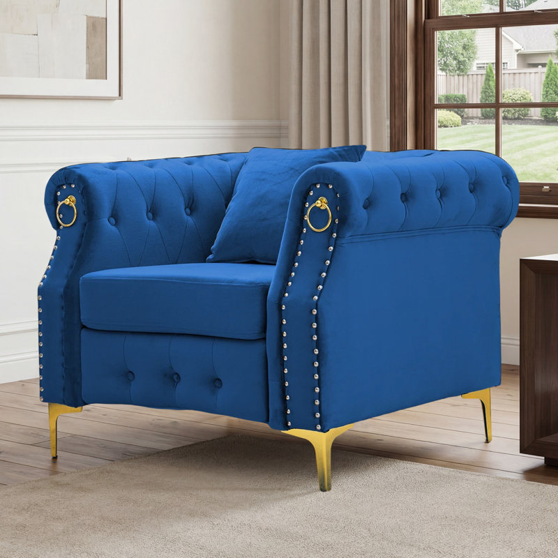  Fauteuil rembourré en velours 40,9 po Elegant Comfort, Bleu