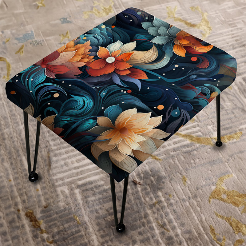 Mindful Awareness Mediation - Floral Rectangle Ottoman