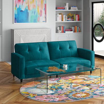 Novelle 81" Velvet Square Arm Convertible Sofa