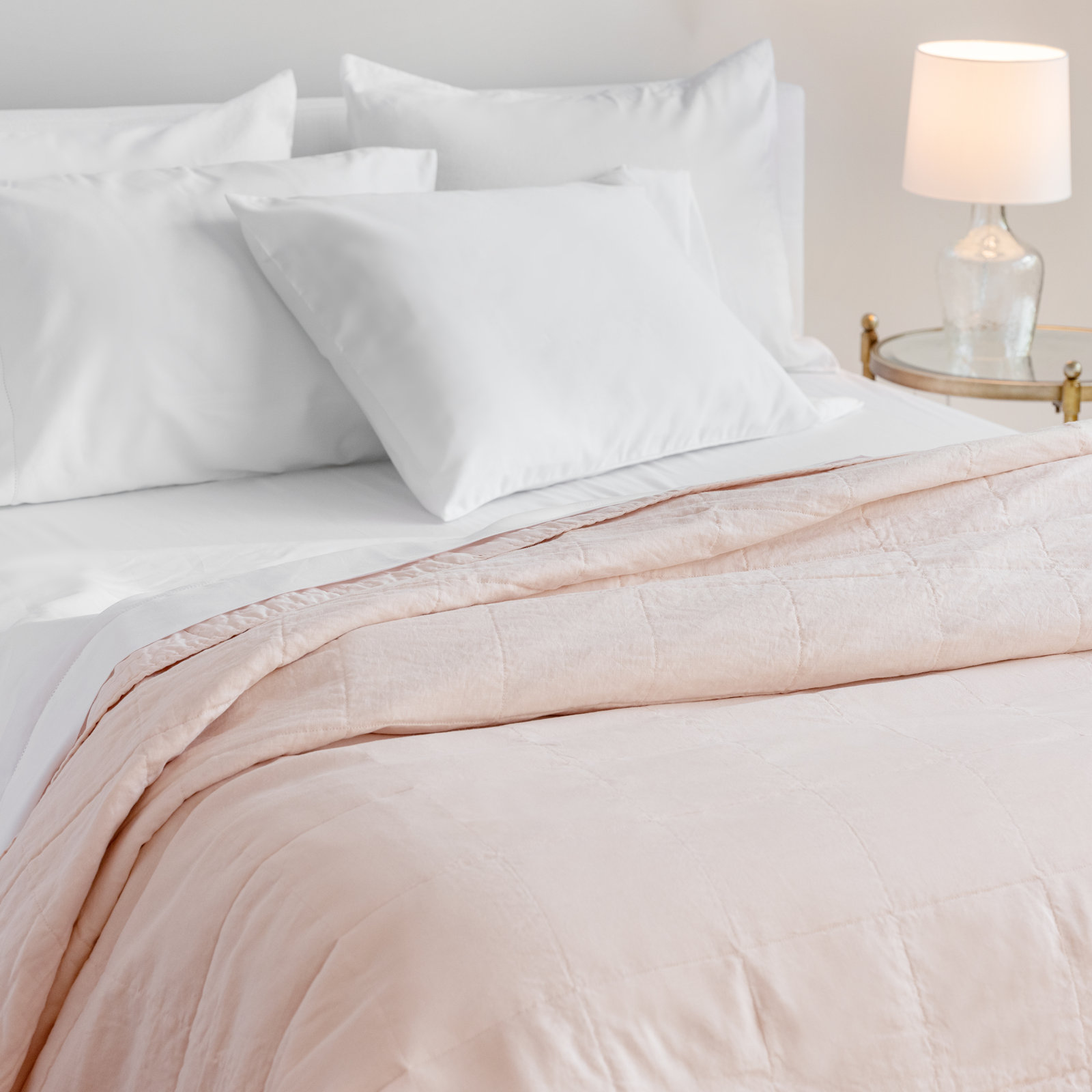 Kandice Linen Duvet Cover Set, Blush, King Duvet Cover + 2 Shams