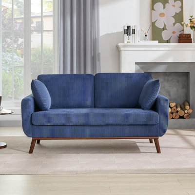 65" Corduroy Loveseat With 2 Free Matching Pillows