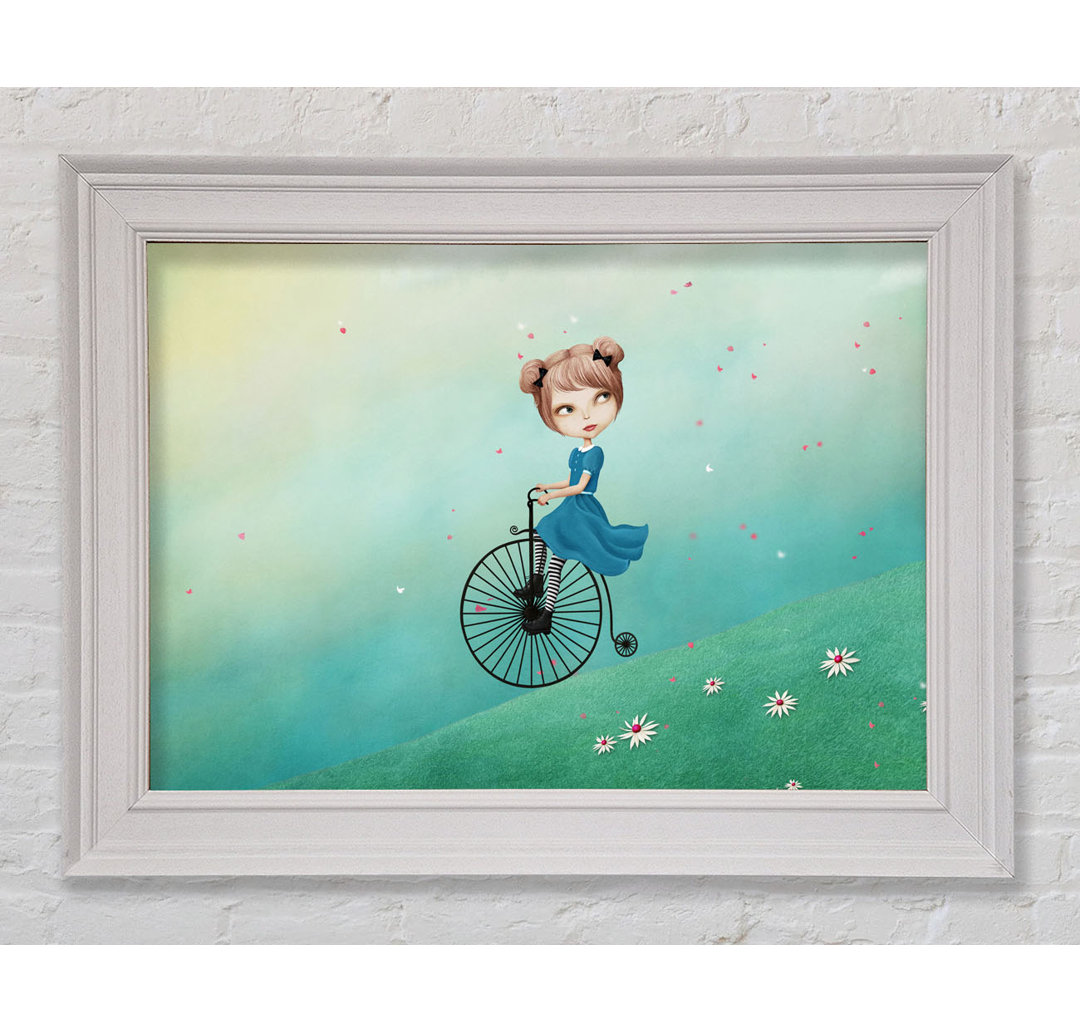 Alice im Wunderland Penny Farthing Gerahmter Druck