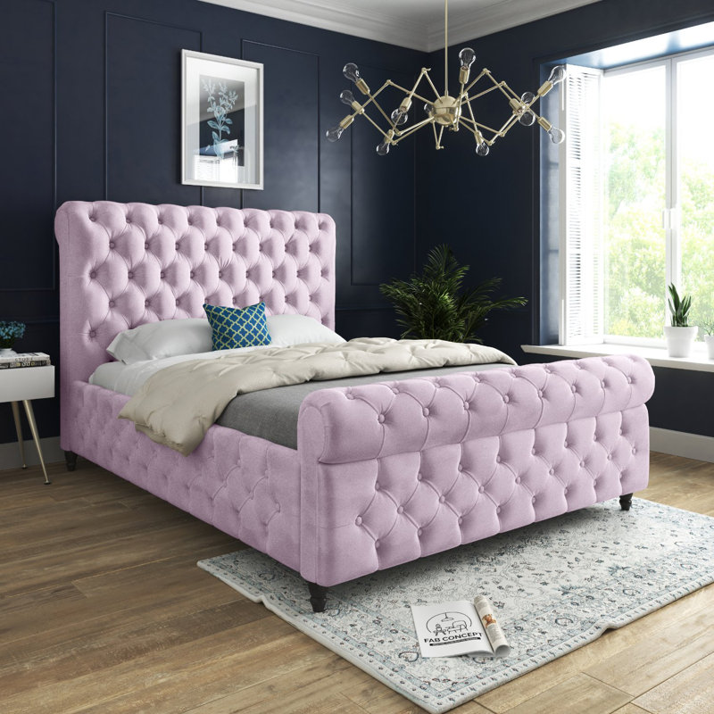 Aleesha Upholstered Bed, Pink, Single (3')
