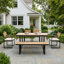 Acacia Solid Wood Patio Dining Set Umbrella Hole Included Table,