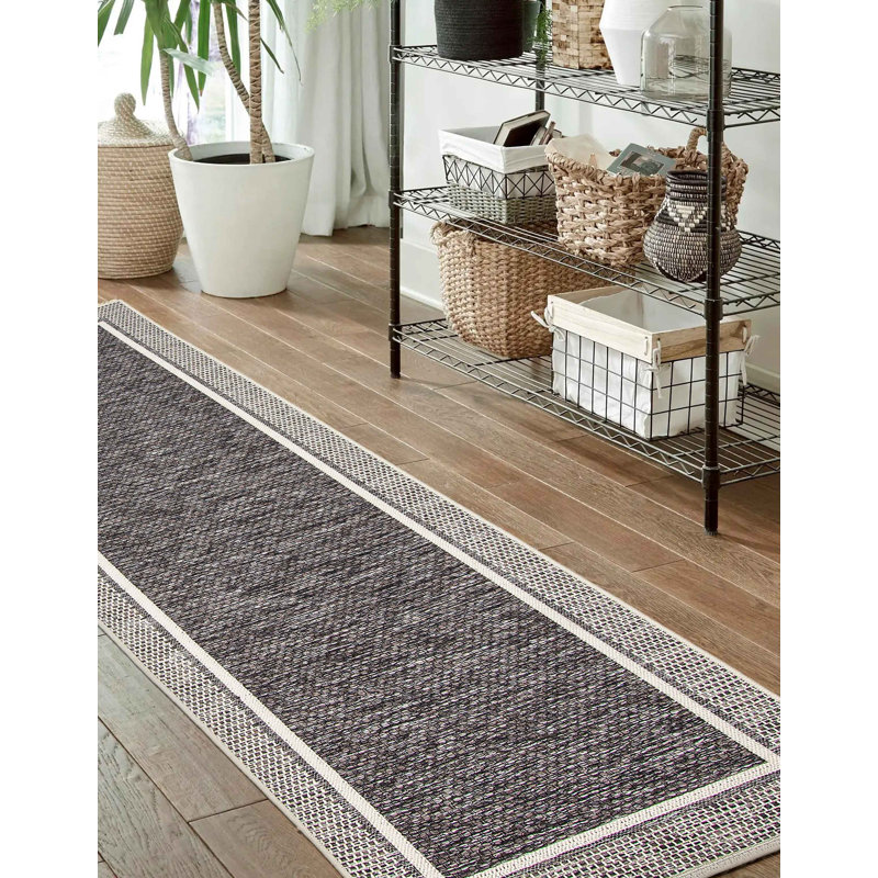 Tapis gris anthracite Brooks, Tapis de couloir 2 pi 8 po x 8 pi 2 po