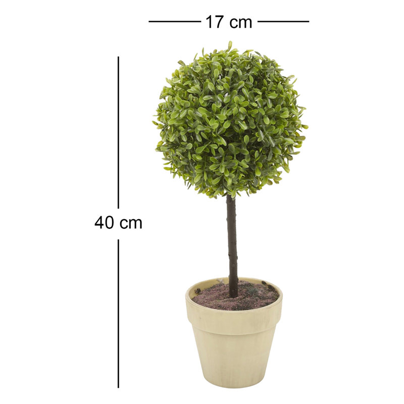 40cm Faux Boxwood Plant in Planter, Grey