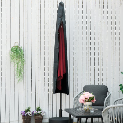 Hadara Parasol Cover Patio with Rod Zipper for 2-4 m Parasol Dark Grey
