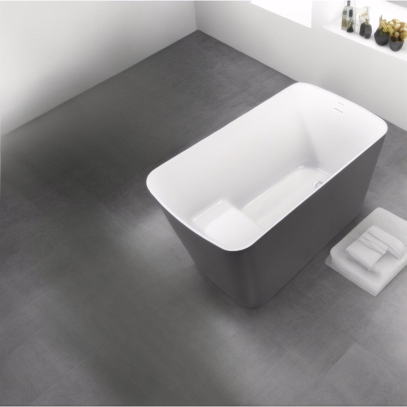 47'' X 27.3'' Acrylic Freestanding Soaking Bathtub Sit-in Design, Black