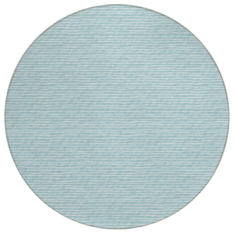 Loreen Washable Striped Indoor / Outdoor Rug, Round 8'