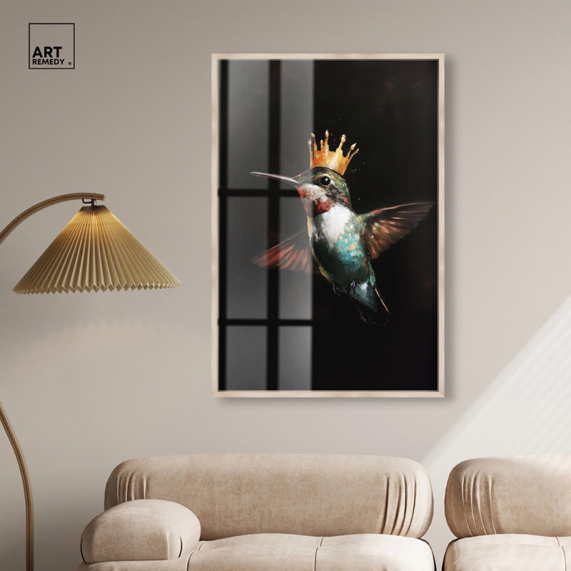 Art mural Royal Bird II Shadowbox, H 46 po x l 31 po, Crème, crème