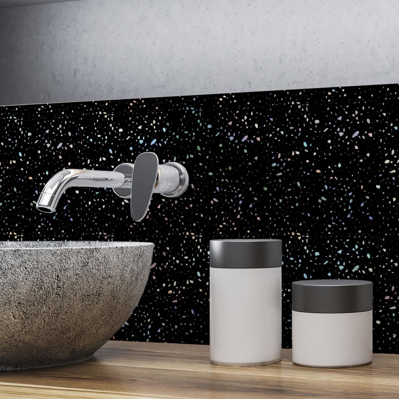 Holographic Glitter Wall Tile Sticker Set 15cm x 15cm , Black