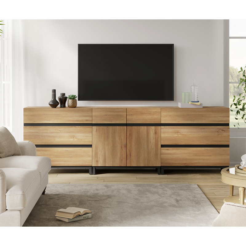 Aadam Modern TV Stand For Tvs Up To 100 Inch, 3-In-1 TV Console With Adjustable Shelves And 6 Drawers, Media Console For Living Room And Bedroom