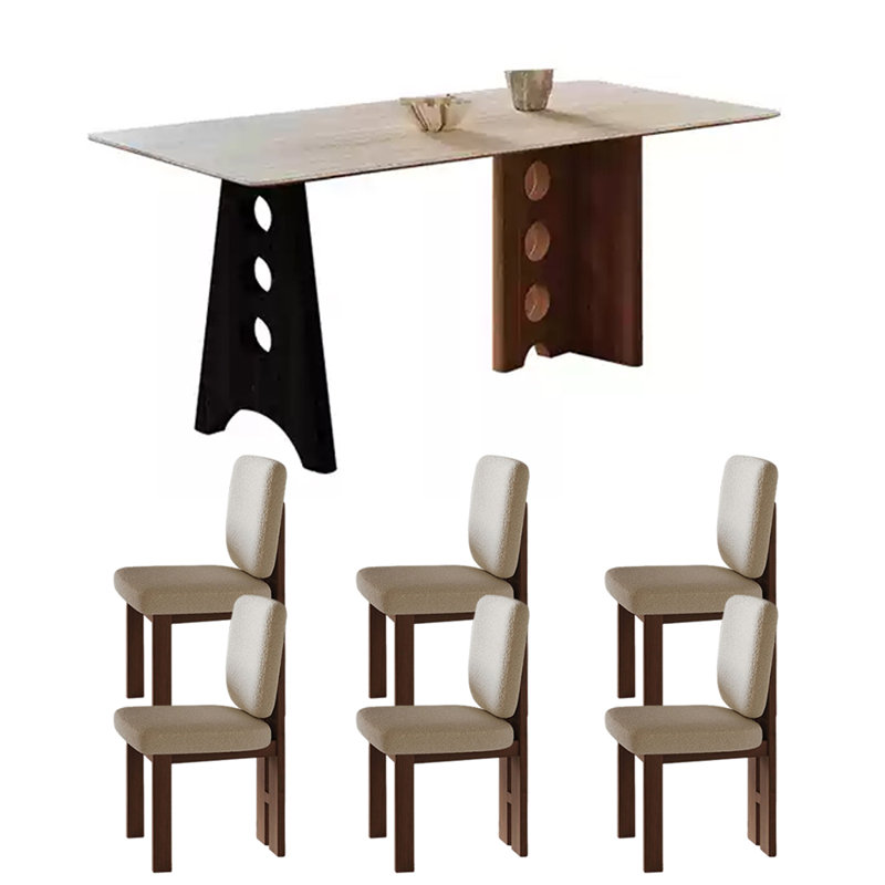 Ensemble de table de salle à manger vintage en pierre frittée, H 29,5 po x L 55,1 po x l 31,5 po