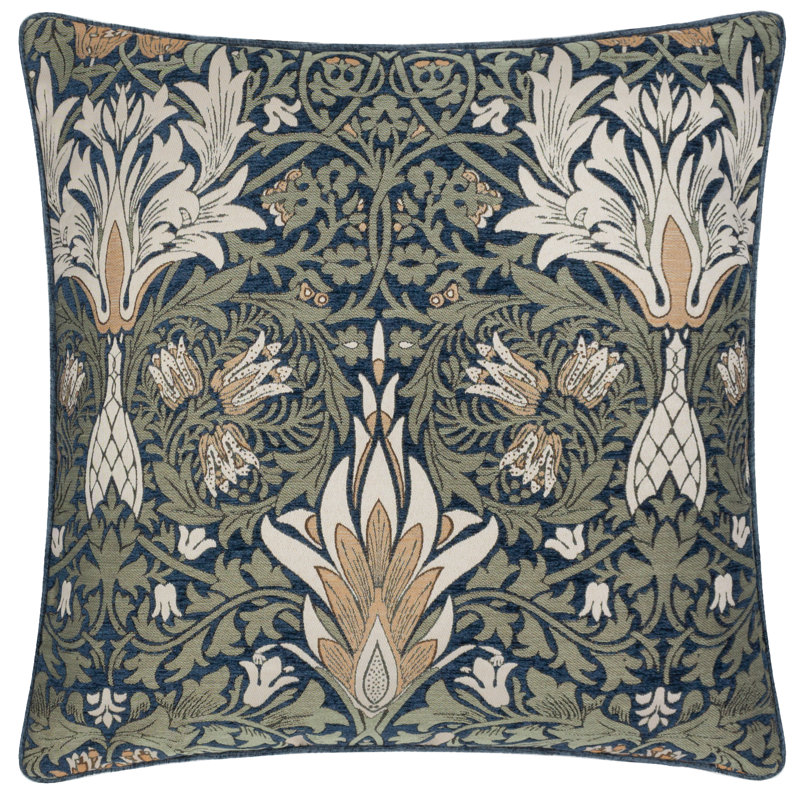 Snakes Head Floral Square Throw Pillow Cover, Blue Floral