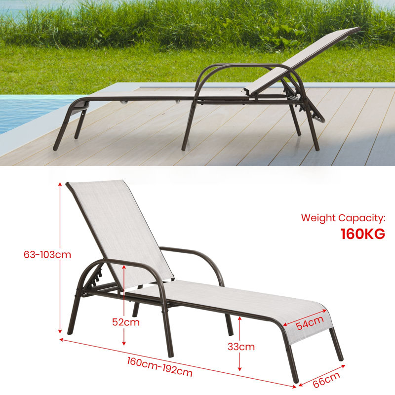 192cm Long Single Chaise, White