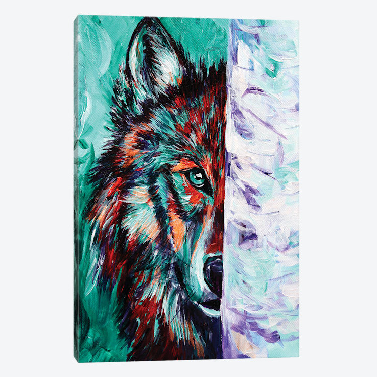 «Wolf», reproduction sur toile, H 18 po x l 12 po x P 1,5 po, Toile tendue, Pas de tapis