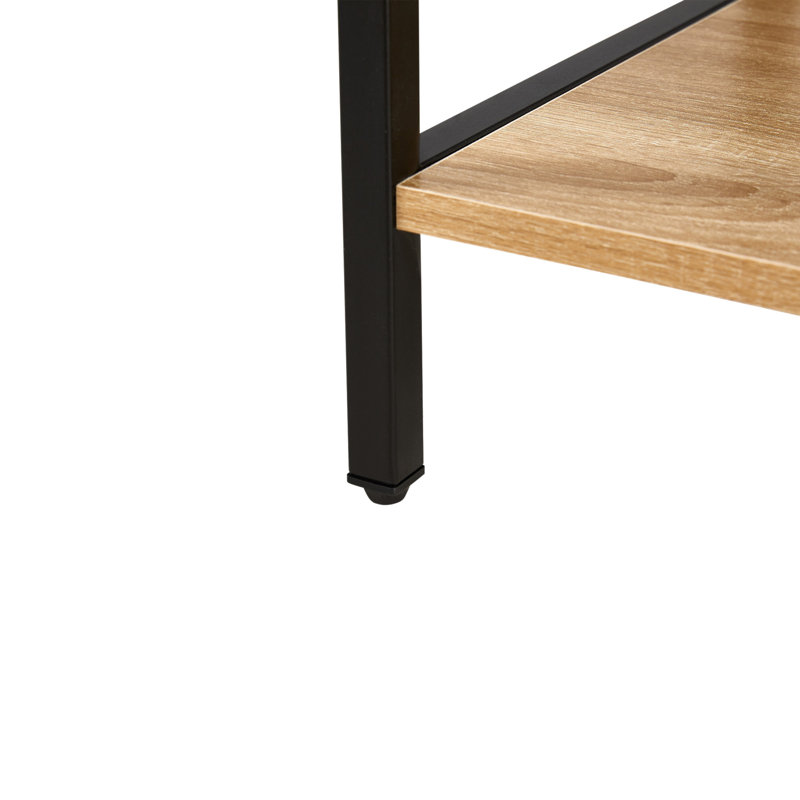 Natural Rattan and MDF Nightstand with Metal Legs and Storage