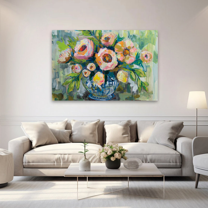 Blue And Blush Midsummer Art, 40" H x 60" W