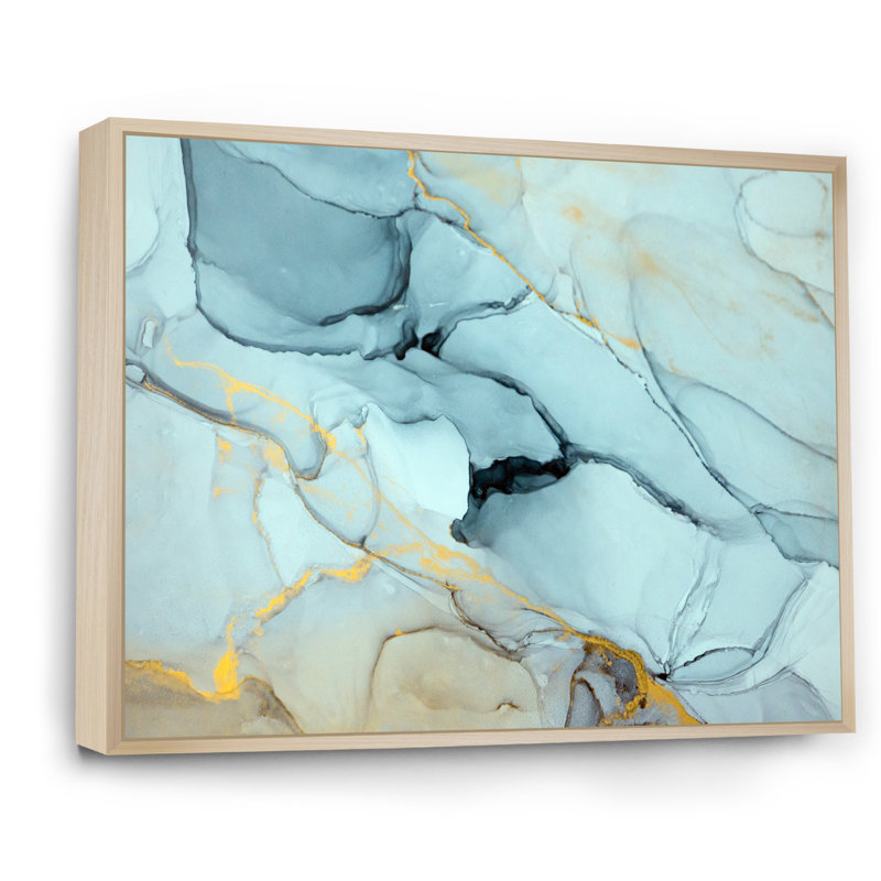 «Golden Turquoise», art mural sur toile Glam, H 34 po x l 44 po x P 1,5 po, Toile avec cadre flottant brun
