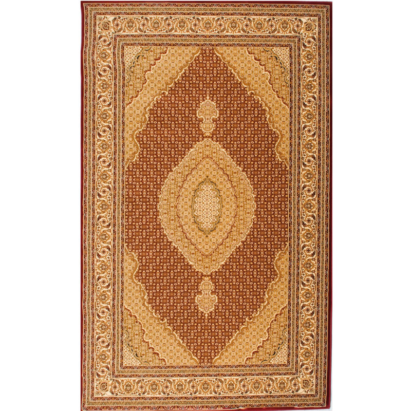 Tapis rouge et beige 6 pi