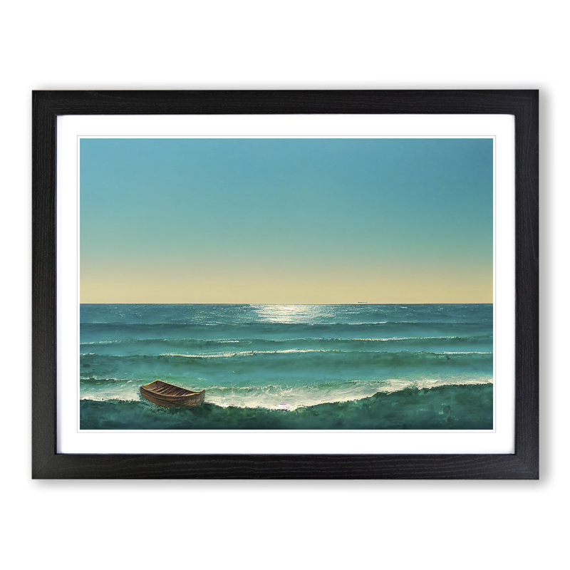 Single Boat - Single Picture Frame Print, Black Framed, 25cm H x 34cm W x 2cm D