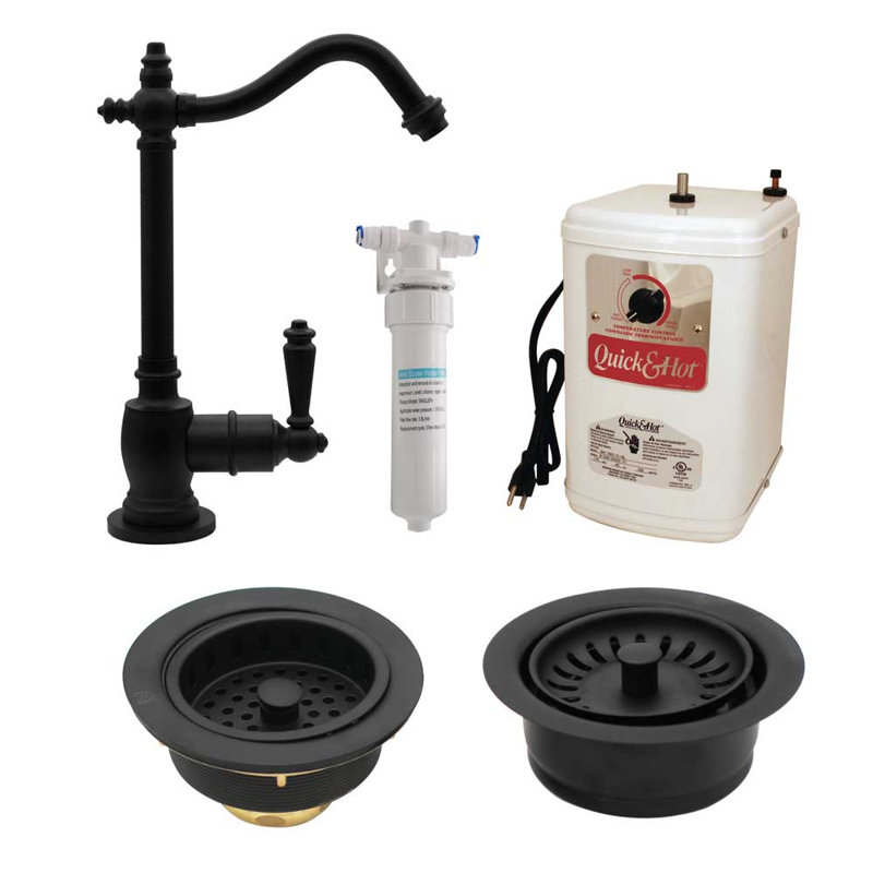 Robinet distributeur d'eau chaude à poignée simple Victorian 9 "avec filtre, évier de cuisine et garniture d'élimination